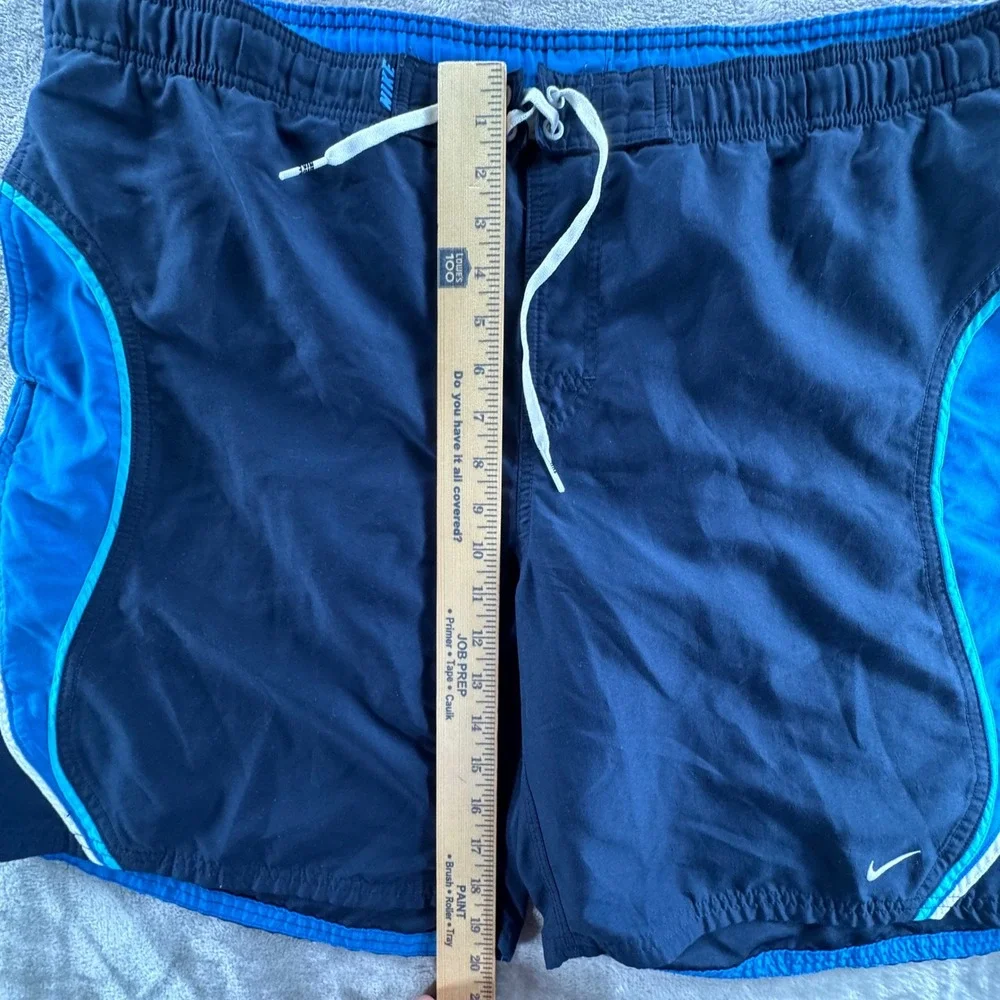 Nike Swim Trunks Mens XXL Blue‎ Colorblock Swoosh Lined Beach Board Shorts